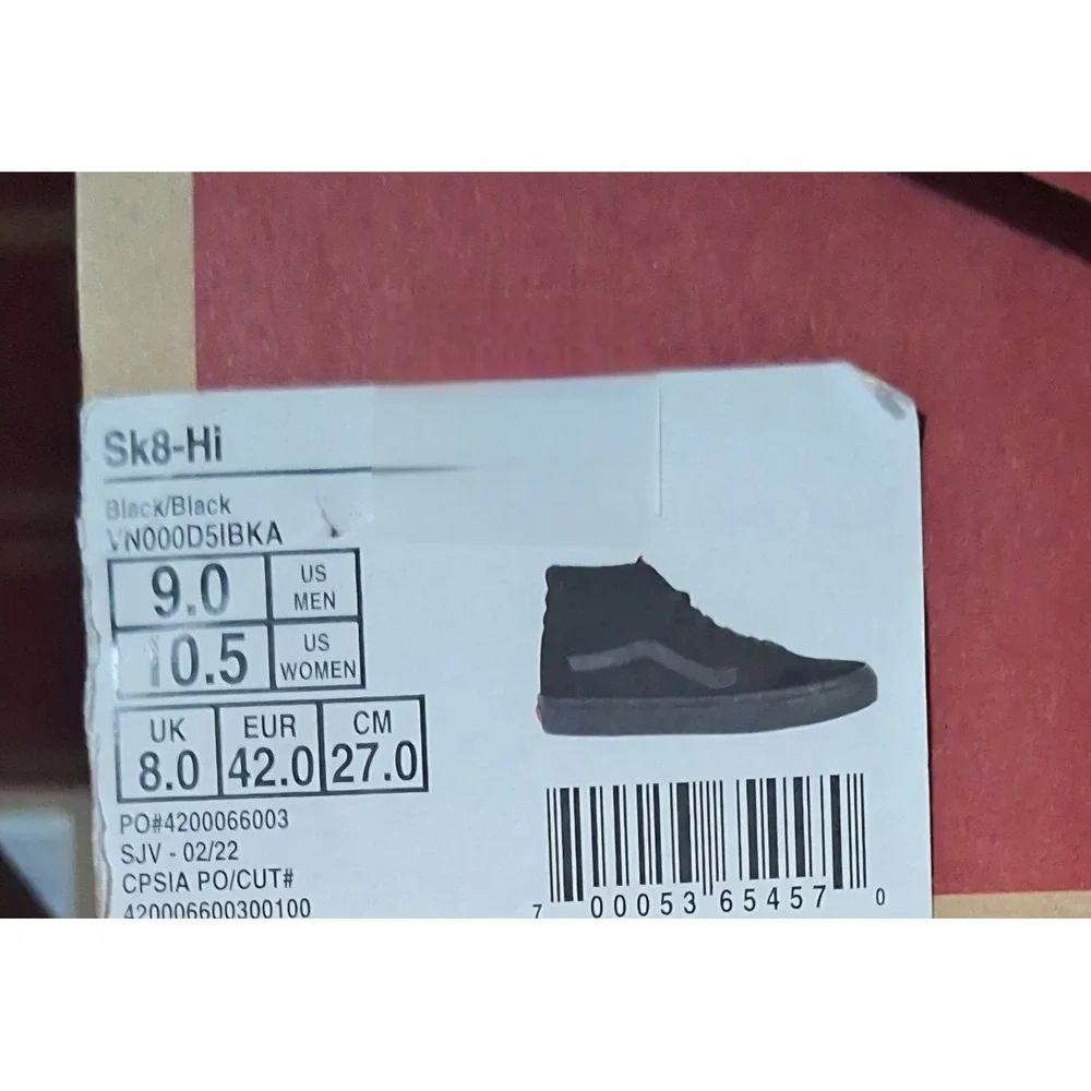 Vans SK8 HI Triple Black  Shoes Skate Bmx Sneakers Men Sz 9 NEW